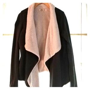 Hollister Charcoal Gray faux Sherpa Cardigan